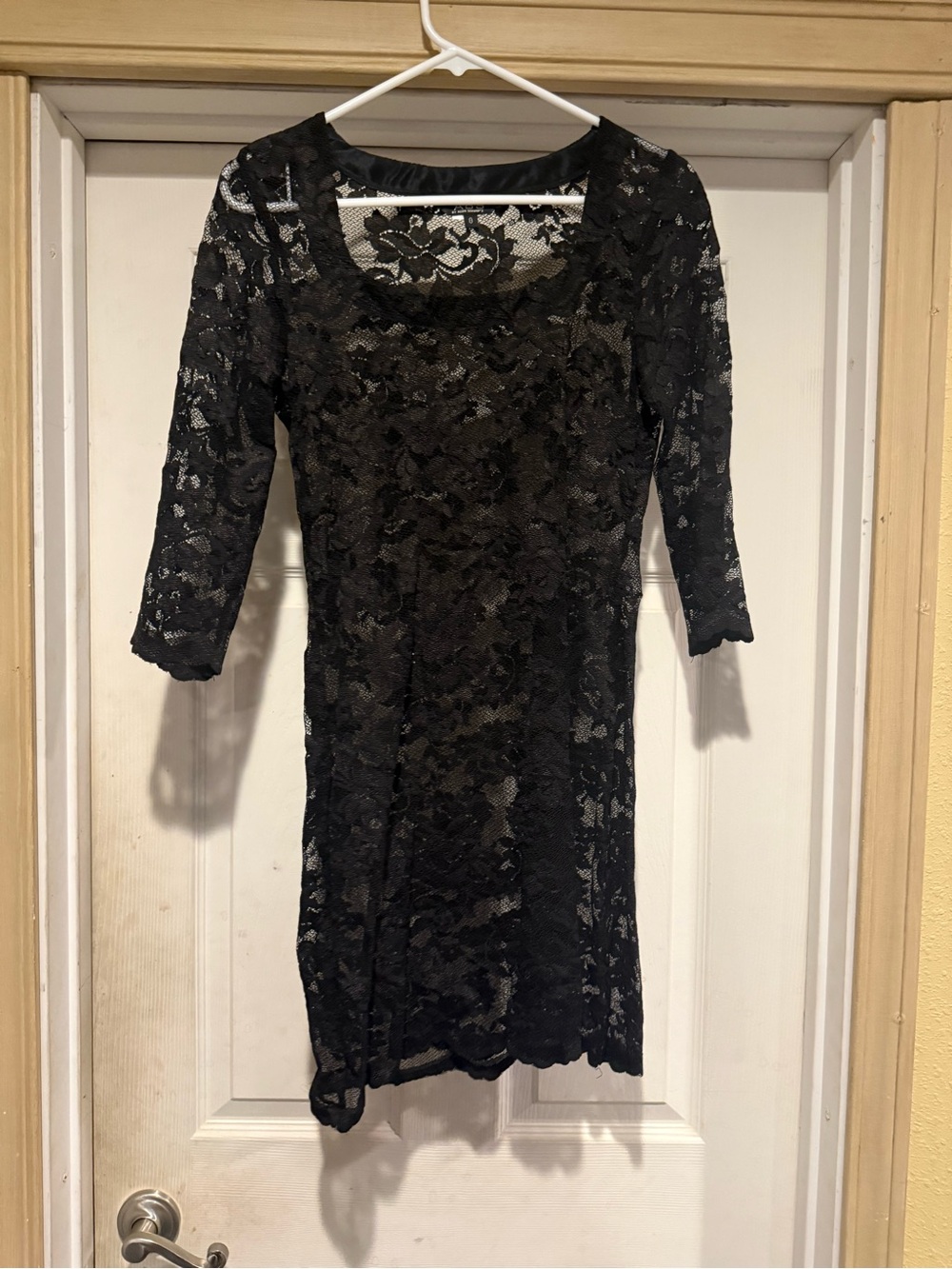Allen B. by Allen Schwartz Black Lace Long-Sleeve Sheath Dress